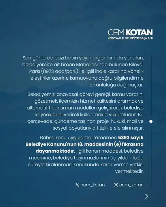 Konyaaltı Bileydi Parkı İhale Kararı: Başkan Kotan’dan Açıklama Geldi 3